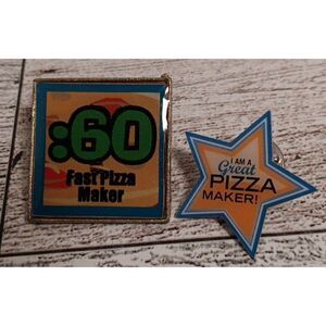 2 Vintage Great Fast Pizza Maker Button pin pinback collectable Souvenir‎ Promo